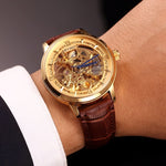 Authentic Mens Casual Leather Hollowing Automatic Mechanical Watches Through The End Of The Golden Youth Men's Wholesale Waterproof - Heritage cosmetics and beauty care