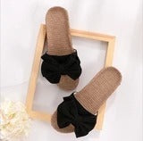 Summer slippers female bow flat linen slippers - Heritage cosmetics and beauty care