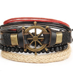 Vintage Ship Rudder Leather Bracelet Hand-Woven Multi-Layer Male And Female Bracelets - Heritage cosmetics and beauty care