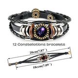 Zodiac Sign Bracelets For Women Men 12 Constellation Beaded Hand Woven PU Leather Bracelets - Heritage cosmetics and beauty care