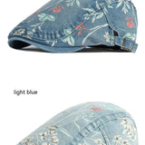 Denim Hat Advance Hats Flower Printed All-matching Peaked Cap - Heritage cosmetics and beauty care