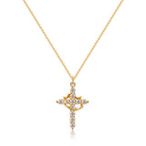 Fashion Jewelry Cross Full Diamond Crown Rotatable Necklace - Heritage cosmetics and beauty care