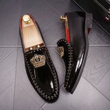 Trendy Retro Bright Leather Slip-on Increased By Men's Pointed Leather Shoes