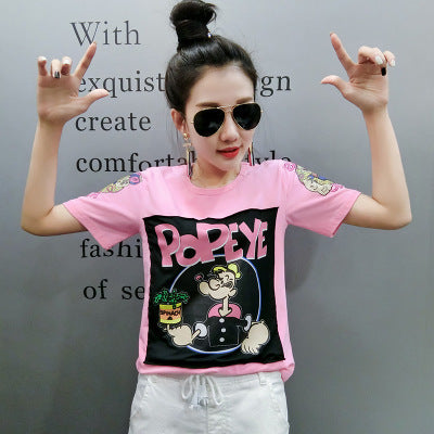 Will Europe stand cartoon short sleeved cotton t-shirts to seaman all-match shirt Heritage cosmetics and beauty care