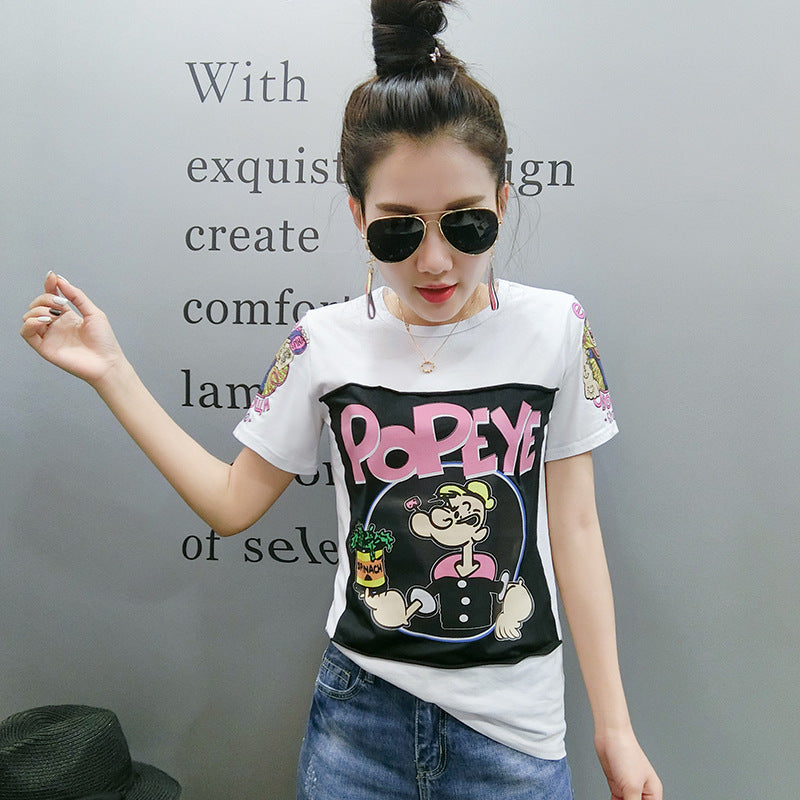 Will Europe stand cartoon short sleeved cotton t-shirts to seaman all-match shirt Heritage cosmetics and beauty care