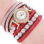 Relogio masculino Women Quartz Women PU Leather Rhinestone Watch Bracelet Watches - Heritage cosmetics and beauty care