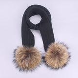 Children's Double Woolen Hats With Woolen Balls Scarf Set - Heritage cosmetics and beauty care