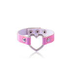 Colorful PU Leather Bangle Punk Hollow Heart Charms Adjustable Bracelets - Heritage cosmetics and beauty care