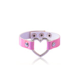 Colorful PU Leather Bangle Punk Hollow Heart Charms Adjustable Bracelets - Heritage cosmetics and beauty care