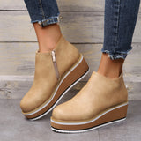 Ankle Boots Women Chunky Block Heel Shoes - Heritage cosmetics and beauty care