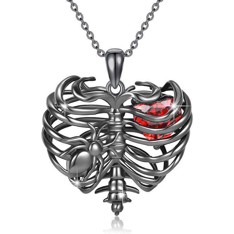 Dark Heart-shaped Spider Diamond Pendant Necklace - Heritage cosmetics and beauty care