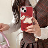 Retro New Year Red Bow Tie Puppy Drop-resistant Phone Case Heritage cosmetics and beauty care