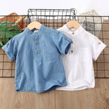 Boys' Summer Simplicity Solid Color Shirt Short Sleeve - Heritage cosmetics and beauty care