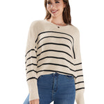 Ladies' Fashionable Long Sleeved Round Neck Knitted Sweater - Heritage cosmetics and beauty care