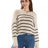 Ladies' Fashionable Long Sleeved Round Neck Knitted Sweater - Heritage cosmetics and beauty care