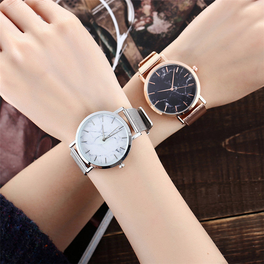 Vansvar fashion brand silver and gold mesh band creative marble wristwatch casual women quartz watches gift relogio feminino - Heritage cosmetics and beauty care