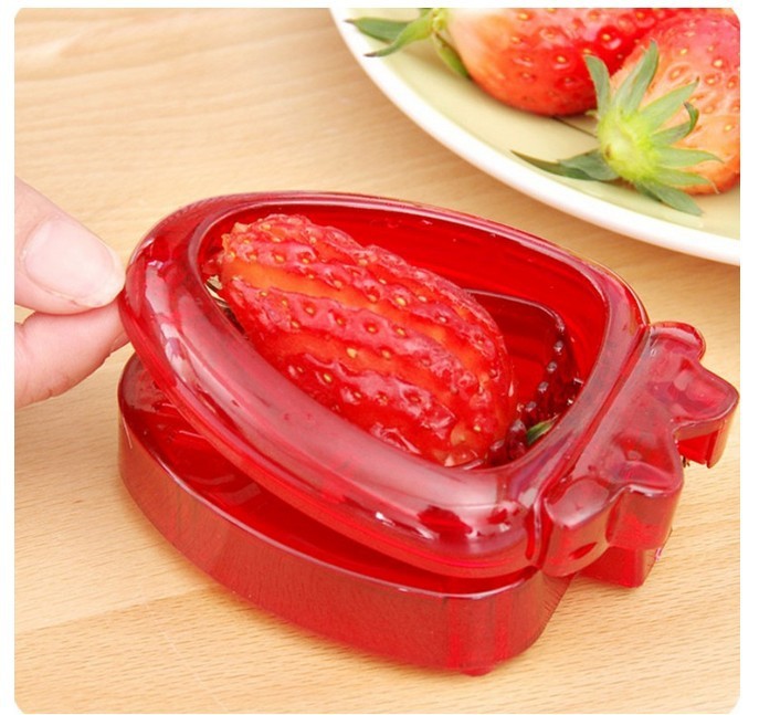 Red Strawberry Slicer Plastic Fruit Carving Tools Salad Cutter Berry Strawberry Cake Decoration Cutter Kitchen Gadgets - Heritage cosmetics and beauty care