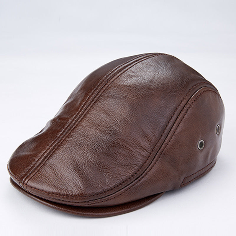 Men Genuine Cowhide With Ear Flaps Beret Hats - Heritage cosmetics and beauty care