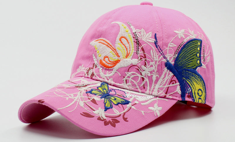 Korean Version Embroidered Baseball Butterfly Embroidery Duck Tongue Print Tide Hat Hat Women Hat Wholesale Sunscreen Hats - Heritage cosmetics and beauty care