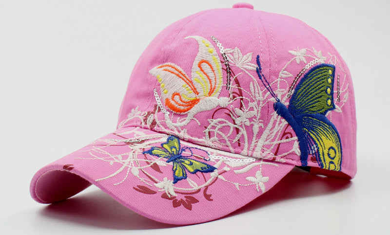 Korean Version Embroidered Baseball Butterfly Embroidery Duck Tongue Print Tide Hat Hat Women Hat Wholesale Sunscreen Hats - Heritage cosmetics and beauty care