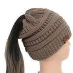 High Bun Ponytail Beanie Hat Chunky Soft Stretch Cable Knit Warm Fuzzy Lined Skull Beanie Acrylic Hats Men And Women - Heritage cosmetics and beauty care