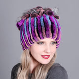 Woven Women's Fur Hats Warm And Thick Warmth Ladies Colorful Knitted Hats - Heritage cosmetics and beauty care