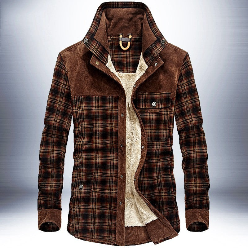 Winter Jacket Men Thicken Warm Fleece Jackets Coats Pure Cotton Plaid Jacket Military Clothes - Heritage cosmetics and beauty care