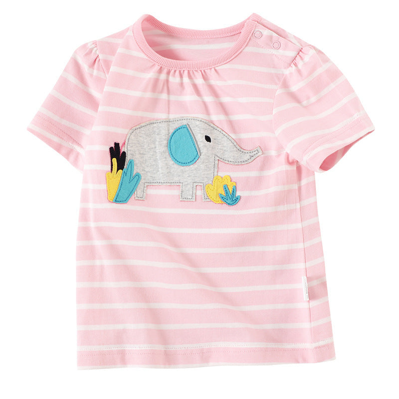 Cartoon Pattern Stitching Baby Short-Sleeved T-Shirt - Heritage cosmetics and beauty care