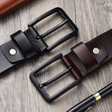 Black buckled leather belt - Heritage cosmetics and beauty care