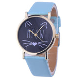 Watch watches women fashion watch  Luxury Cute Cat Pattern PU Leather Band Analog Quartz Vogue Wristwatch - Heritage cosmetics and beauty care