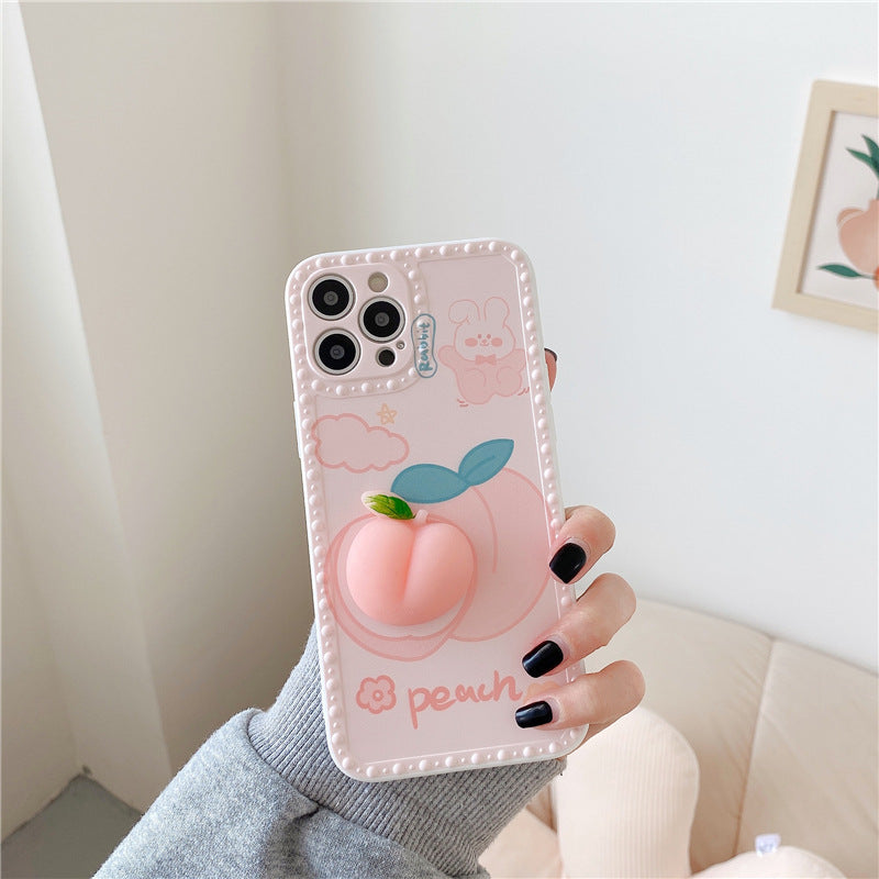 Compatible with Apple, Compatible with Apple , Japanese Three-Dimensional Pinch Powder Peach Apple Xsmax Mobile Phone Case Xr Suitable For IPhone11pro Heritage cosmetics and beauty care