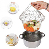 Stainless Steel Telescopic Folding Basket Frying Basket French Fries Degreasing Kitchen Tool