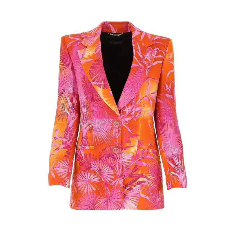 Leaf print casual blazer - Heritage cosmetics and beauty care