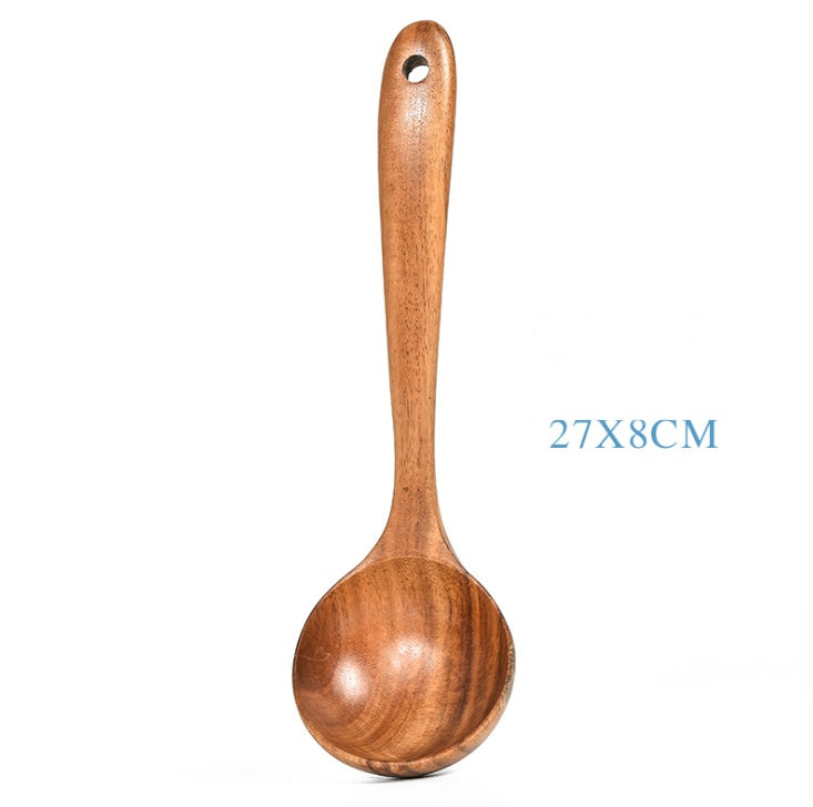 Teak Natural Wood Tableware Spoon Ladle Turner Rice Colander Soup Skimmer Cooking Tool Sets Spoon Scoop Kitchen Tools Gadgets - Heritage cosmetics and beauty care