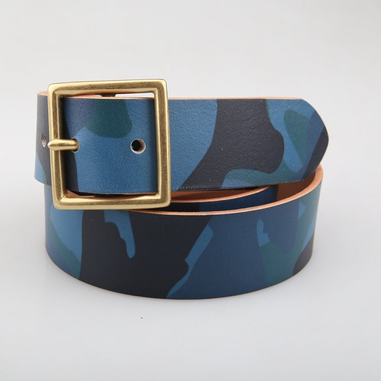 Camouflage Vegetable Tanned Leather Semi-finished Belt Strip Without Hole Belt Strip - Heritage cosmetics and beauty care