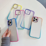 Transparent Button Gradient Border Two-color Phone Case Heritage cosmetics and beauty care