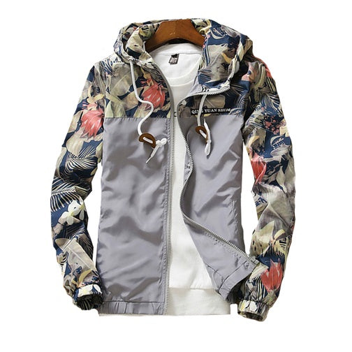 Spring Summer New Men Light Floral Print Hooded Jacket Fashion Trend Flower Coat Hoodies Heritage cosmetics and beauty care