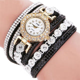 Relogio masculino Women Quartz Women PU Leather Rhinestone Watch Bracelet Watches - Heritage cosmetics and beauty care