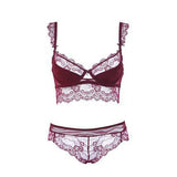 Sexy Mousse Women Sexy Bra Set Ultra-thin Red Black Lace Bras Underwear Push up Bra and underwear - Heritage cosmetics and beauty care