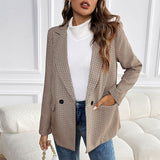 Suit One Button Houndstooth Suit Jacket