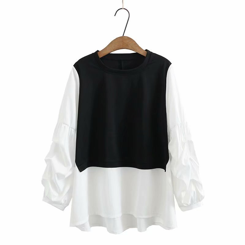 Fake Two Lantern-Sleeved Loose, Long-Sleeved Shirts Heritage cosmetics and beauty care