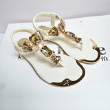 Women's rhinestone flat sandals - Heritage cosmetics and beauty care