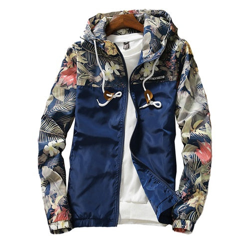 Spring Summer New Men Light Floral Print Hooded Jacket Fashion Trend Flower Coat Hoodies Heritage cosmetics and beauty care