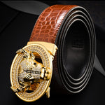 Automatic Buckle  Leather With Diamond-studded  Pattern Bull Head Belt - Heritage cosmetics and beauty care