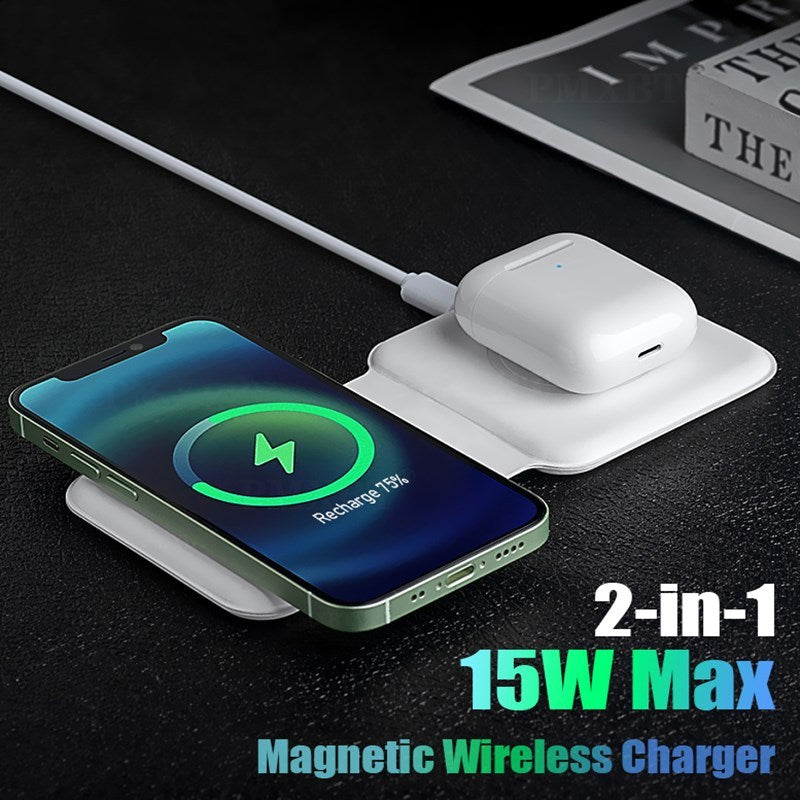 Three-in-one Pair Of Item Magnetic Suction Wireless Charger For Mobile Phone Watch 15W Quick Charge Folding Heritage cosmetics and beauty care