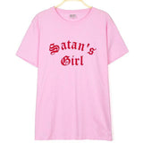 Satan's Girl Letter Print Men's and Women's T-Shirts Heritage cosmetics and beauty care