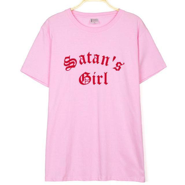 Satan's Girl Letter Print Men's and Women's T-Shirts Heritage cosmetics and beauty care