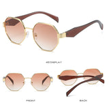 New Polygonal Sunglasses Wide Leg Metal Large Rim Sunglasses Women - Heritage cosmetics and beauty care