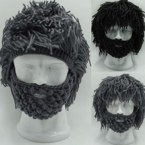 Halloween party spoof knit wool hats handmade beard men and women wig hats - Heritage cosmetics and beauty care