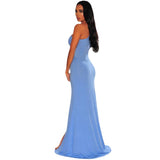 Slanted Shoulder Sleeveless High Slit Bandage Gown - Heritage cosmetics and beauty care